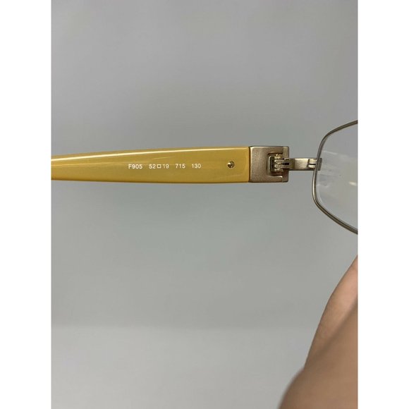FENDI Eyeglasses F905 Frame 52 [] 19 130 Matte Gold/ Yellow Italy - Picture 8 of 12